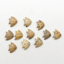 Load image into Gallery viewer, Swim 2 Carved Picture Jasper Fish Beads | 14x17x5mm | Warm brown and grey - PremiumBead Alternate Image 5