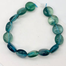 Load image into Gallery viewer, Rare Gem Quality Natural Blue Fluorite 15x8mm Coin Bead Strand | 27 Beads |