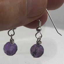 Load image into Gallery viewer, Royal Natural Untreated 8mm Faceted Amethyst Solid Sterling Silver Earrings - PremiumBead Alternate Image 3