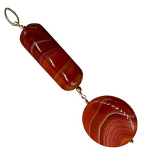 Load image into Gallery viewer, Sardonyx Large Round and Rectangle Pendant| 3 1/2" Long | Red/Orange/White |