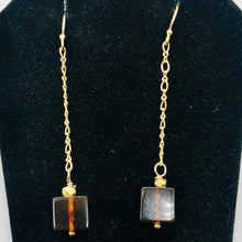 Load image into Gallery viewer, Amber 14K Gold Filled Cube Bead Earrings | 2 1/2" Long | Red | 1 Pair |
