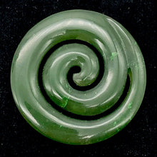 Load image into Gallery viewer, Carved! Lush Green Jade Koru Spiral Pendant Bead | 38x4mm |