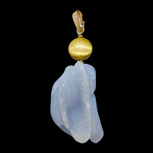 Load image into Gallery viewer, Chalcedony 14K Gold Filled Druzy Crystal Flower Pendant | 2 1/2" Long | Blue |