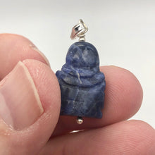 Load image into Gallery viewer, Namaste Hand Carved Sodalite Buddha and Sterling Silver Pendant, 1.5" Long - PremiumBead Alternate Image 4