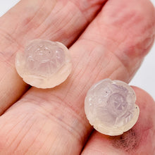 Load image into Gallery viewer, Bloomin' 2 Carved Flower Pink Chalcedony Rose Double Drilled Beads 10783