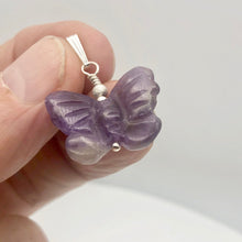 Load image into Gallery viewer, Flutter Carved Amethyst Butterfly Sterling Silver Pendant | 1 1/4" Long| Purple| - PremiumBead Alternate Image 2