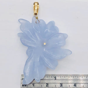 Hand Carved Blue Chalcedony Flower 14K Gold Filled Pendant! | 2 1/4" Long |