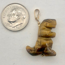 Load image into Gallery viewer, Tiger's Eye Tyrannosaurus Rex Dinosaur Pendant Necklace|14k Gold Filled Jewelry