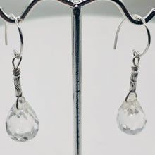 Load image into Gallery viewer, Facetted Quartz Briolette Sterling Silver Earrings | 1 1/2" Long |Clear| 1 Pair|