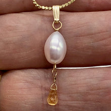 Load image into Gallery viewer, Pearl Topaz 14K Gold Filled Drop/Dangle Pendant | 1 1/4" Long | White/Pink | 1 |