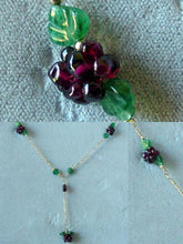Load image into Gallery viewer, Garnet Berry & Carved Aventurine Leaf Lariat 200011 - PremiumBead Primary Image 1