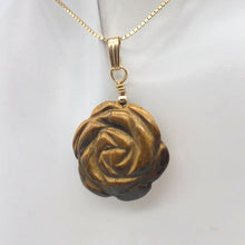 Load image into Gallery viewer, Hand Carved Tigereye Rose Flower 14K Gold Filled Pendant | 1.5" Long | 509290TEG - PremiumBead Alternate Image 4