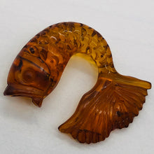 Load image into Gallery viewer, Leaping Carved Amber Fish | 32x25x9mm | Orange | 1 Figurine |