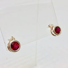 Load image into Gallery viewer, July! 7mm Lab Rubies &amp; Sterling Silver Earrings 9780Gb - PremiumBead Primary Image 1
