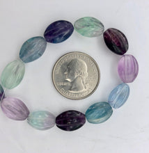 Load image into Gallery viewer, Rare! Carved 14x10mm Oval Fluorite 13" Bead Strand! - PremiumBead Alternate Image 7