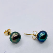 Load image into Gallery viewer, South Sea Black Pearl 14K Stud Earrings | 1/4 inch | Gold | 1 Pair |