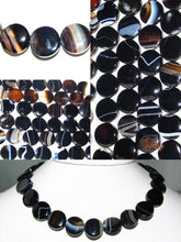 Load image into Gallery viewer, 3 Beads of Black and White Sardonyx Agate 15mm Coin Beads 8580 - PremiumBead Primary Image 1