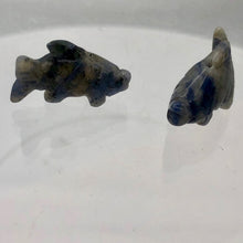 Load image into Gallery viewer, Carved Sodalite Koi Fish Worry Stone Figurine Bead | 23x11x5mm | Blue white