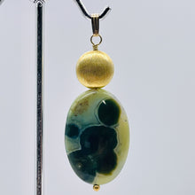 Load image into Gallery viewer, Ocean Jasper 14K Gold Filled Oval Pendant | 2" Long | Green | 1 Pendant |