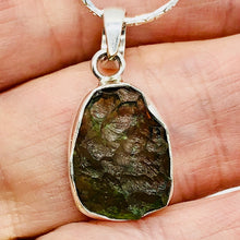 Load image into Gallery viewer, Moldavite Sterling Silver Pendant| 1 1/8" Long | Green | 1 Pendant |
