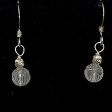 Load image into Gallery viewer, Crystal Carved Lotus Sterling Silver Drop Earrings| 1" Long | Clear | 1 Earrings