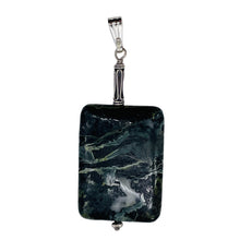 Load image into Gallery viewer, Tsunami Stone Sterling Silver Rectangle Pendant | 35x25x7.5mm | Green White |