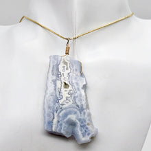 Load image into Gallery viewer, 87cts Blue Chalcedony Druzy Dream Bead 14K Gold Filled Pendant | 2 3/4"Long |