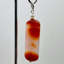 Load image into Gallery viewer, Red Orange Sardonyx Pendant with FW Pearl Accent Bead | 2 1/4" Long |