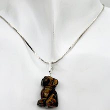 Load image into Gallery viewer, Tiger Eye Dog Pendant Necklace | Semi Precious Stone Jewelry | Sterling Silver |