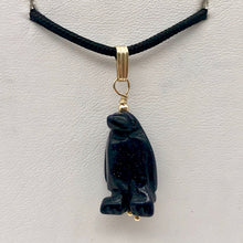 Load image into Gallery viewer, Blue Gold Stone Penguin Pendant Necklace|SemiPrecious Stone Jewelry|14K Pendant - PremiumBead Alternate Image 7