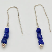 Load image into Gallery viewer, Triple Lapis Lazuli and Sterling Threader Earrings 303272A - PremiumBead Alternate Image 3