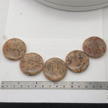 Load image into Gallery viewer, Feldspar Coin Beads | 35x7mm | 5 Beads | Tan Black Red |