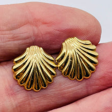 Load image into Gallery viewer, Gold Sea Shell 14K Post Earrings | 5/8" Long | Gold | 1 Pair Earrings |