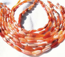 Load image into Gallery viewer, 4 Orange & White Sardonyx Agate 18x6mm Rice Beads 8986 - PremiumBead Primary Image 1