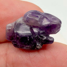 Load image into Gallery viewer, Hoppity 2 Carved Amethyst Bunny Rabbit Beads | 22x12x10m | Purple
