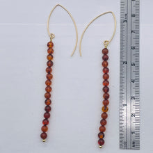 Load image into Gallery viewer, Amber 5 Beads 14K Gold Filled Drop/Dangle Earrings | 1 3/4" Long | Red |