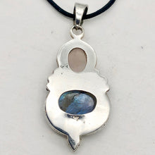 Load image into Gallery viewer, Natural Rose Quartz and Labradorite Solid Sterling Silver Pendant | 2 inch long| - PremiumBead Alternate Image 5