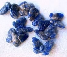 Load image into Gallery viewer, Flutter 2 Carved Sodalite Butterfly Beads | 18x21x5mm | Blue white - PremiumBead Alternate Image 3