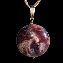 Load image into Gallery viewer, Porcelain Jasper Disc Vermeil Pendant! Purple Swirl!!! 510602C