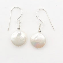 Load image into Gallery viewer, Creamy White Coin FW Pearl Drop/Dangle | 1 1/4" Long | White | 1 Earrings