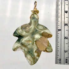 Load image into Gallery viewer, Ryolite RainForest Jasper Leaf 14K Gold Filled| 1.75 |Green/White/Gold|1 Pendant