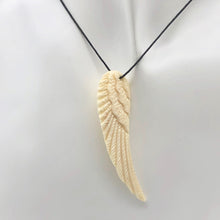 Load image into Gallery viewer, Water Buffalo Bone Carved Angel Wing Pendant Bead | 58.5x16x6mm | Bone | 10841 | 58.5x16x6mm | Cream - PremiumBead Primary Image 1