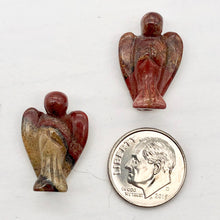 Load image into Gallery viewer, Hand Carved Brecciated Jasper Guardian Angel Figurine | 21x14x8mm | Red Brown
