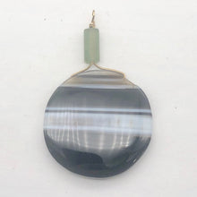 Load image into Gallery viewer, Sardonyx Jade 40mm Coin 14K Gold Filled Bead Pendant | Black | 2 1/4" Long |
