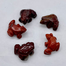 Load image into Gallery viewer, Stone Charming Carved Brecciated Jasper Frog Figurine | 22x12.5x9mm | Red