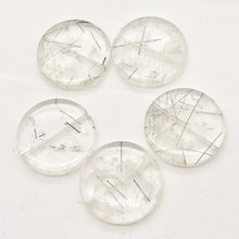 Load image into Gallery viewer, Tourmalated Clear Quartz Disc Pendant Bead | 30mm | 1 Bead |