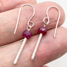 Load image into Gallery viewer, Natural Precious Gemstone Ruby Sterling Silver Earrings | 1 3/8 Inch Long | - PremiumBead Alternate Image 2