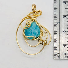Load image into Gallery viewer, Druzy Chrysocolla 14K Gold Filled Wire Wrap Pendant| 1 1/4" Long|Blue| 1 Pendant