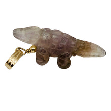 Load image into Gallery viewer, Carved Amethyst Alligator 14Kgf Pendant | 1 1/4 inch long | Purple |