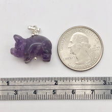 Load image into Gallery viewer, Piggie! Hand Carved Purple Amethyst Pig and Sterling Silver Pendant 509274DAMS - PremiumBead Alternate Image 5
